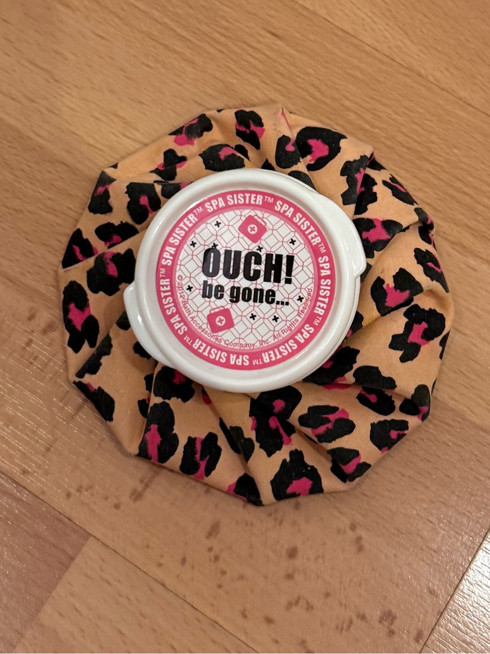 Ouch! Be Gone Pink & Tan ice bag